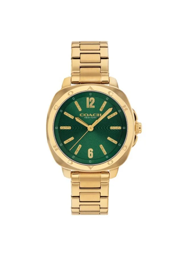 كوتش ساعة بحزام ستانلس ستيل تناظرية